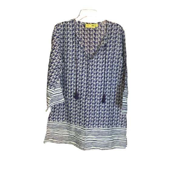 Rock Flower Paper Tops - Rock Flower Paper Tunic with Tassels  & Sailboat Beach Coverup Sheer Cotton M